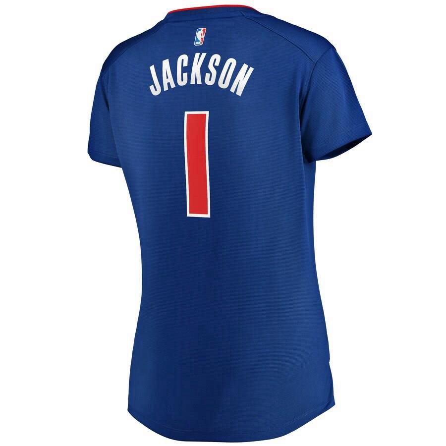 Detroit Pistons Reggie Jackson Fanatics Branded Replica Fast Break Player Icon Jersey Womens - Blue | Ireland G4804B3