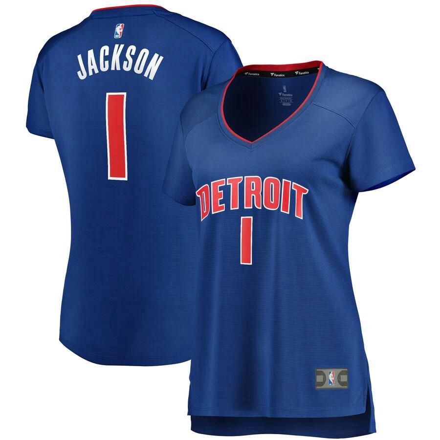 Detroit Pistons Reggie Jackson Fanatics Branded Replica Fast Break Player Icon Jersey Womens - Blue | Ireland G4804B3